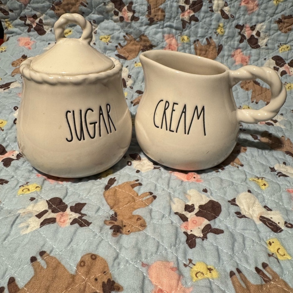 Rae Dunn Cream and Sugar Set - White